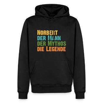 Norbert der Mythos die Legende Vorname Norbert - Männer Premium Bio Hoodie - Schwarz - Vorne - Nico (187cm)