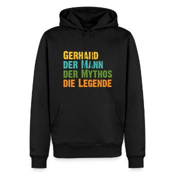Gerhard der Mythos die Legende Vorname Gerhard - Männer Premium Bio Hoodie - Schwarz - Vorne - Nico (187cm)