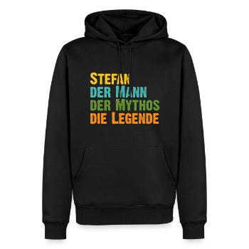 Stefan der Mythos die Legende Vorname Stefan - Männer Premium Bio Hoodie - Schwarz - Vorne - Nico (187cm)