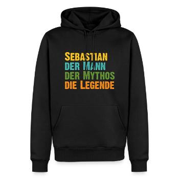 Sebastian der Mythos die Legende Vorname Sebastian - Männer Premium Bio Hoodie - Schwarz - Vorne - Nico (187cm)