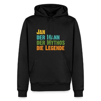 Jan der Mythos die Legende Vorname Jan - Männer Premium Bio Hoodie - Schwarz - Vorne - Nico (187cm)