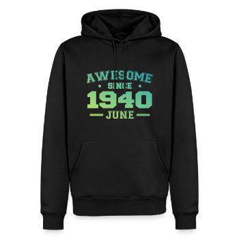 Juin 1940 Anniversaire Année 1940 Juin Cadeau 1940 - Sweat à capuche Premium bio Homme - noir - Devant - Nico (187cm)