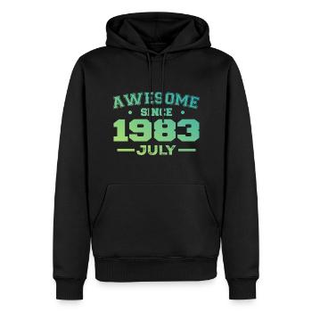 Juillet 1983 Fête Anniversaire Juillet 1983 Rétro - Sweat à capuche Premium bio Homme - noir - Devant - Nico (187cm)