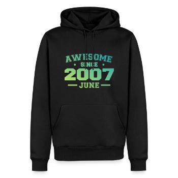 Juin 2007 Anniversaire Année 2007 Juin Cadeau 2007 - Sweat à capuche Premium bio Homme - noir - Devant - Nico (187cm)