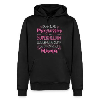Supermama - Männer Premium Bio Hoodie - Schwarz - Vorne - Nico (187cm)