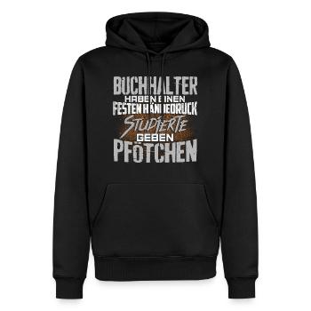 BUCHHALTER - fest - Männer Premium Bio Hoodie - Schwarz - Vorne - Nico (187cm)