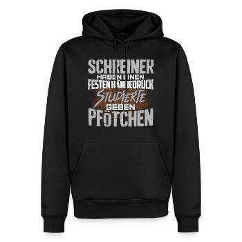 SCHREINER - fest - Männer Premium Bio Hoodie - Schwarz - Vorne - Nico (187cm)