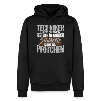 TECHNIKER - fest - Männer Premium Bio Hoodie - Schwarz - Vorne - Nico (187cm)