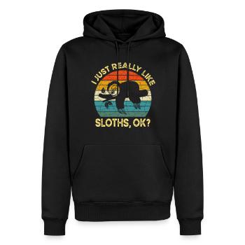 Funny I Just Really Like Sloths OK, Funny Sloth - Men’s Premium Organic Hoodie - black - Front - Nico (187cm)