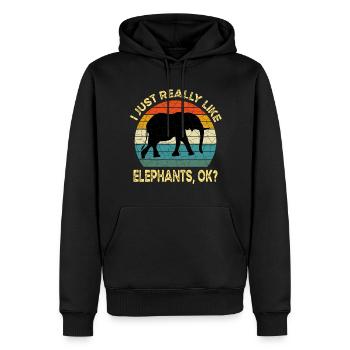 Ich mag Elefanten einfach wirklich OK, Elefantenliebhaber - Männer Premium Bio Hoodie - Schwarz - Vorne - Nico (187cm)