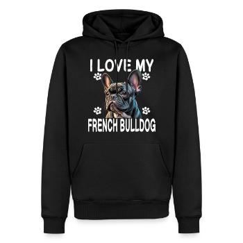 Ich liebe meine Französische Bulldogge - Männer Premium Bio Hoodie - Schwarz - Vorne - Nico (187cm)
