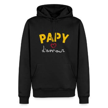 Papy d'amour Papy Drôle Et Gentil Cadeau Homme - Sweat à capuche Premium bio Homme - noir - Devant - Nico (187cm)
