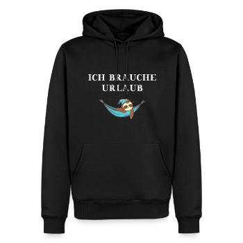 Faultier Ich brauche Urlaub Geschenkidee lustig - Männer Premium Bio Hoodie - Schwarz - Vorne - Nico (187cm)