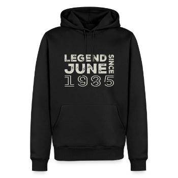 Juin 1985 Anniversaire Juin 1985 Juin Cadeau 1985 - Sweat à capuche Premium bio Homme - noir - Devant - Nico (187cm)
