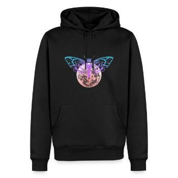 Drawing Moth and Full Moon / Skull Hawkmoth - Men’s Premium Organic Hoodie - black - Front - Nico (187cm)