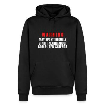 Informatiker Warnung könnte anfangen zu sprechen - Männer Premium Bio Hoodie - Schwarz - Vorne - Nico (187cm)