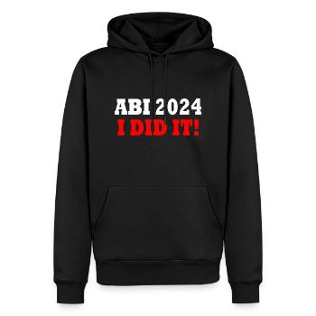 Abi 2024 - Männer Premium Bio Hoodie - Schwarz - Vorne - Nico (187cm)