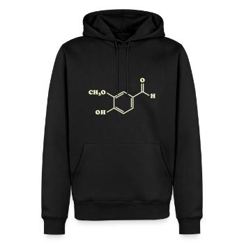 Vanilla Vanillin Molecular Chemical Formula - Men’s Premium Organic Hoodie - black - Front - Nico (187cm)