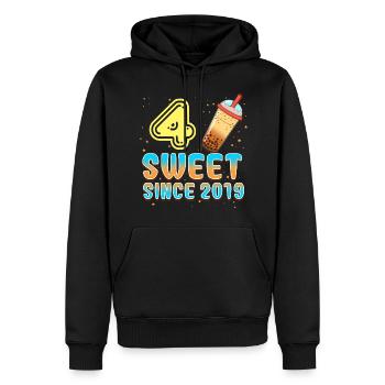 4. Geburtstag Bubble Tee - Männer Premium Bio Hoodie - Schwarz - Vorne - Nico (187cm)
