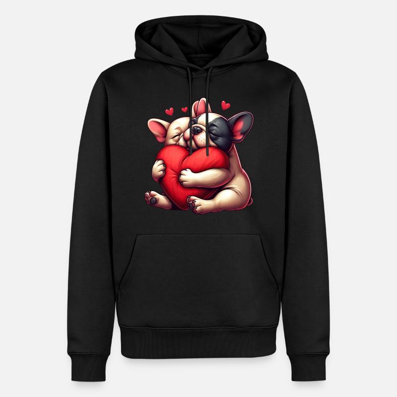 Cadeaux de Saint-Valentin Frenchie - Sweat à capuche Premium bio Homme - noir