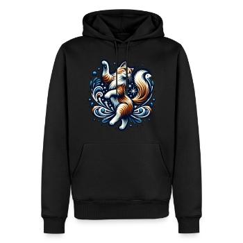Drôle de chat neige moche Noël - Sweat à capuche Premium bio Homme - noir - Devant - Nico (187cm)