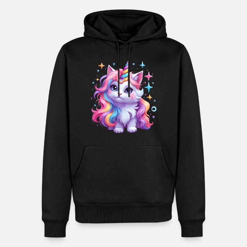 Chat licorne - Sweat à capuche Premium bio Homme - noir