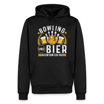 Bowling Bier Darum Bin Ich Hier Kegeln Bowling - Männer Premium Bio Hoodie - Schwarz - Vorne - Nico (187cm)
