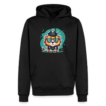 Cooler Löwe Polizei Sonnenbrille Geschenk - Männer Premium Bio Hoodie - Schwarz - Vorne - Nico (187cm)