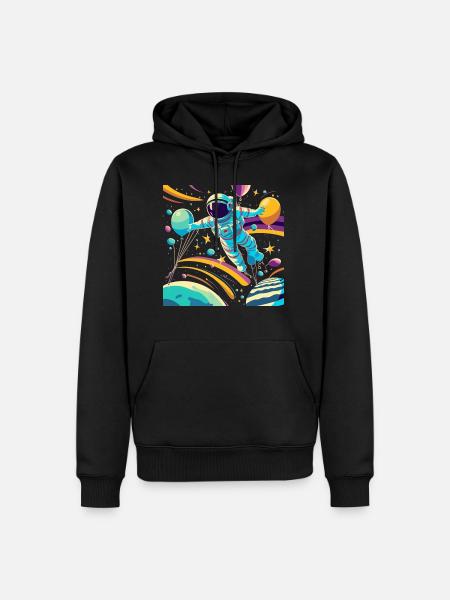 Astronaut - Männer Premium Bio Hoodie - Schwarz