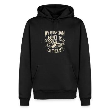 Mon ange gardien est en thérapie - Sweat à capuche Premium bio Homme - noir - Devant - Nico (187cm)
