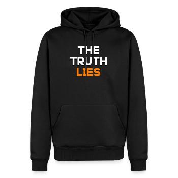 the Truth lies - Männer Premium Bio Hoodie - Schwarz - Vorne - Nico (187cm)