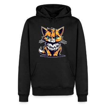 Freche rote Katze - Männer Premium Bio Hoodie - Schwarz - Vorne - Nico (187cm)