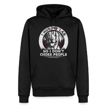 Ich umarme mein Labor, damit ich die Leute nicht ersticke | Labrador - Männer Premium Bio Hoodie - Schwarz - Vorne - Nico (187cm)