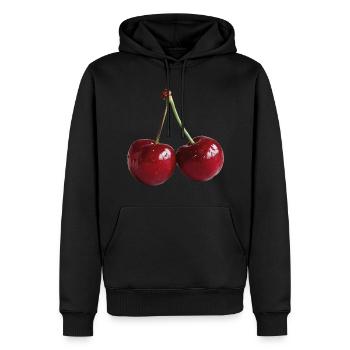 Kirschen - Männer Premium Bio Hoodie - Schwarz - Vorne - Nico (187cm)