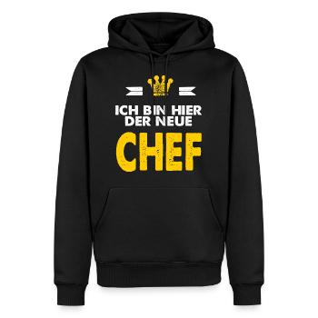 CD - Ich bin hier der neue Chef - - RAHMENLOS - Männer Premium Bio Hoodie - Schwarz - Vorne - Nico (187cm)