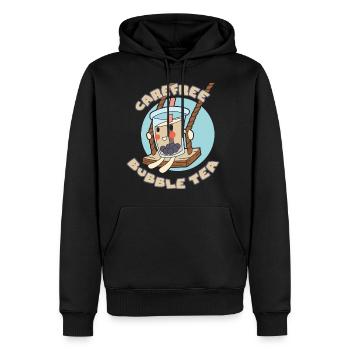Thé aux bulles sans soucis - Sweat à capuche Premium bio Homme - noir - Devant - Nico (187cm)