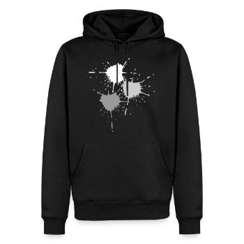 Art - Exploding des touches de couleur en gris - Sweat à capuche Premium bio Homme - noir - Devant - Nico (187cm)