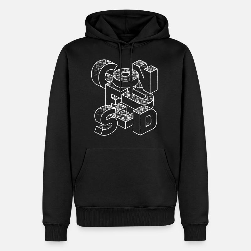 verwirrt - Männer Premium Bio Hoodie - Schwarz