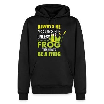 Grenouille Sois une grenouille si tu peux - Sweat à capuche Premium bio Homme - noir - Devant - Nico (187cm)