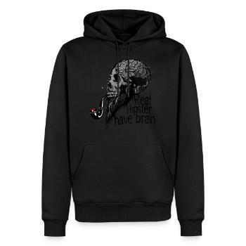 echte Hipster Totenkopf haben Gehirn Kran Schädel p - Männer Premium Bio Hoodie - Schwarz - Vorne - Nico (187cm)
