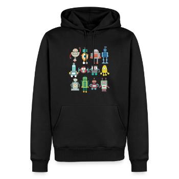 Nerd Roboter Retro lustig Geschenk Technik spielen - Männer Premium Bio Hoodie - Schwarz - Vorne - Nico (187cm)
