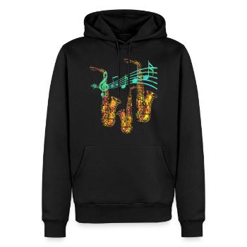 Saxophone saxophone musicien cadeau de musique - Sweat à capuche Premium bio Homme - noir - Devant - Nico (187cm)