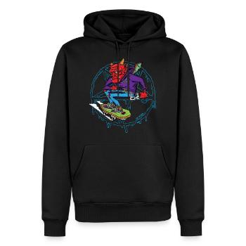 Skate oder ... brenn in der Hölle! - Männer Premium Bio Hoodie - Schwarz - Vorne - Nico (187cm)