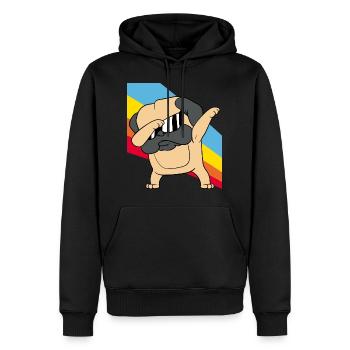 Retro Vintage Style Pop Art Dabbing Dab Mops Hund - Männer Premium Bio Hoodie - Schwarz - Vorne - Nico (187cm)