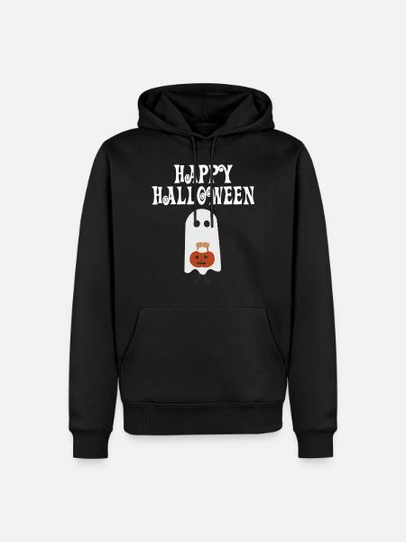 Happy Halloween Geist Kürbis Laterne witzig grusel - Männer Premium Bio Hoodie - Schwarz