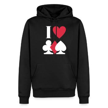 Skat Herz Liebe Leidenschaft Hobby Geschenk - Männer Premium Bio Hoodie - Schwarz - Vorne - Nico (187cm)