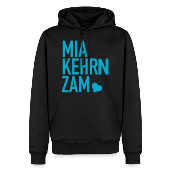 MIA KEHRN ZAM Spruch Bayern Hochzeit Poltern blau - Männer Premium Bio Hoodie - Schwarz - Vorne - Nico (187cm)