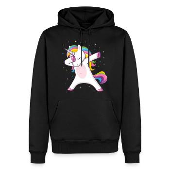 Dabbing Licorne Idée cadeau Dabbing Unicorn - Sweat à capuche Premium bio Homme - noir - Devant - Nico (187cm)