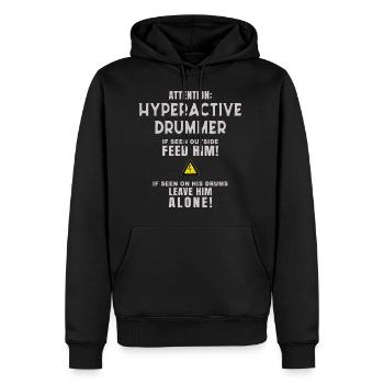 Batteur - Batteur hyperactif - Sweat à capuche Premium bio Homme - noir - Devant - Nico (187cm)