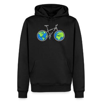 Cycle the world Radreise Fahrrad Globus - Männer Premium Bio Hoodie - Schwarz - Vorne - Nico (187cm)